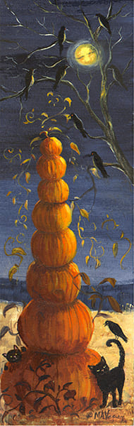 Tipsy Pumpkins Painting by Mary Ann Vessey