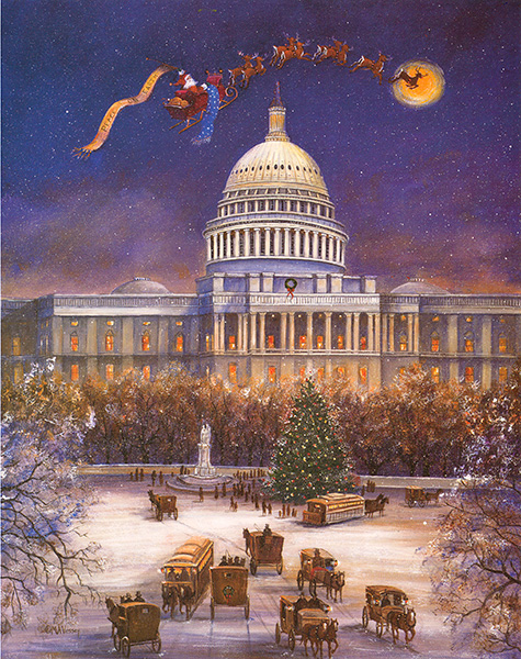Capitol Christmas Painting by Mary Ann Vessey