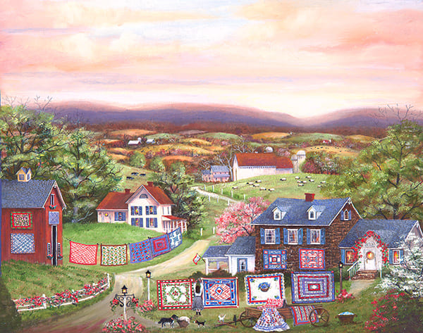 Crazy for Quilts (without border) Painting by Mary Ann Vessey