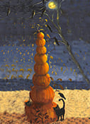 Tipsy Pumpkins Mini Canvas Painting by Mary Ann Vessey
