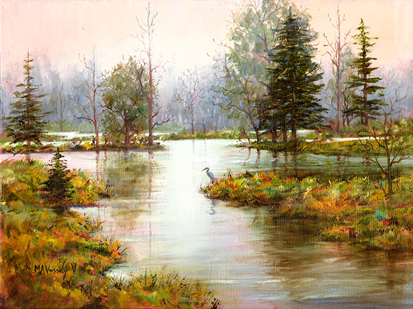 Blue Heron Painting by Mary Ann Vessey