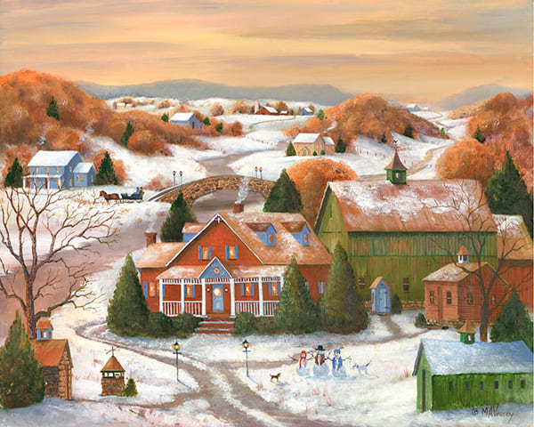 The Snowman Family Painting by Mary Ann Vessey